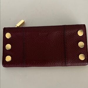 Hammitt Maroon Burgundy Wallet with Gold Details